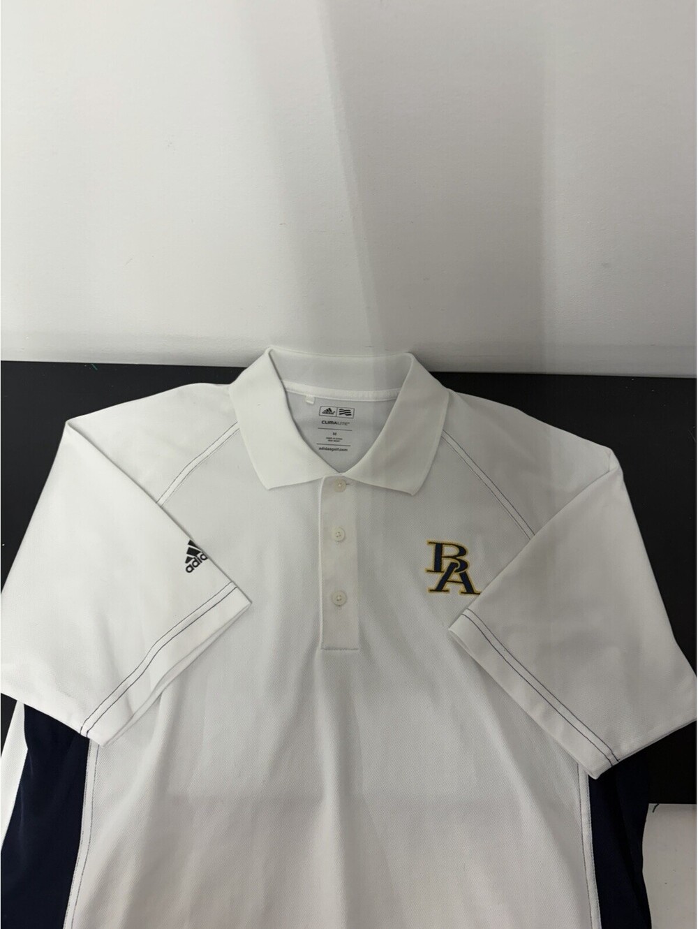 Adidas Climalite Golf Shirt Men’s Size M With Embroidered BA Lettering - White